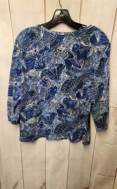 Chico's Women's Size 2 = US M Blue 3/4 Sleeve Top