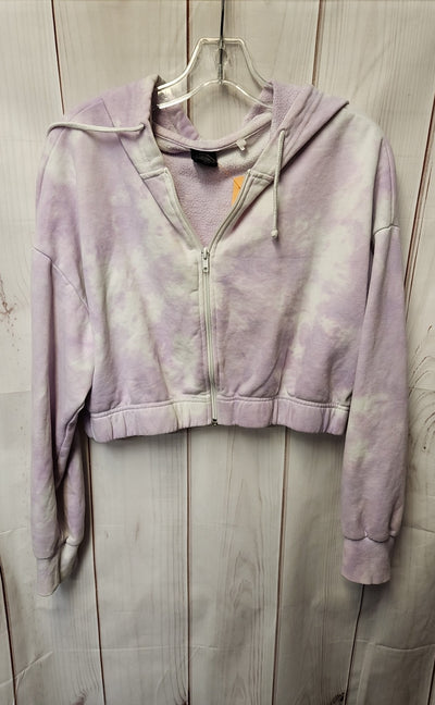 Pacsun Women's Size S White & Purple Hooded Sweatshirt