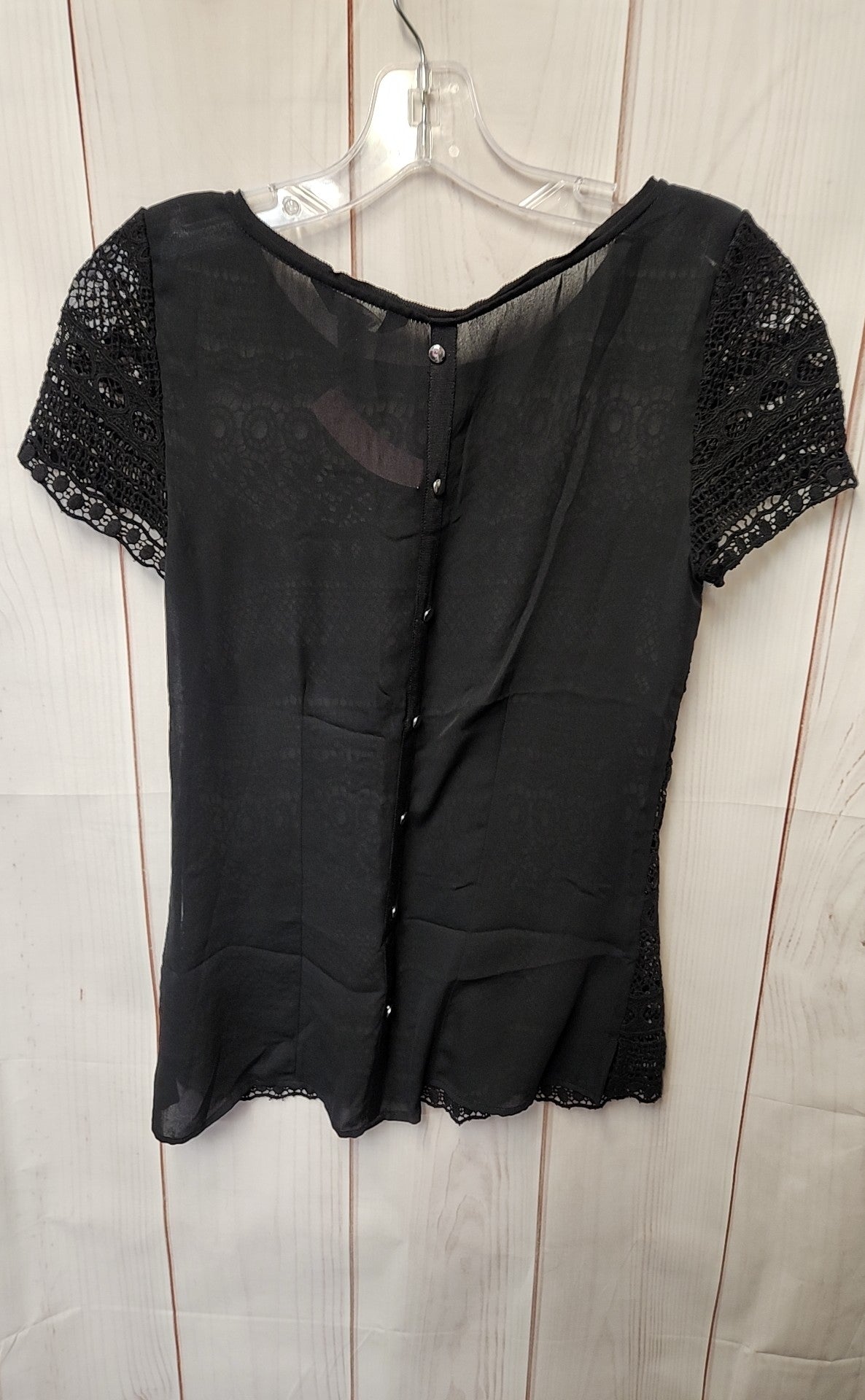 NWT White House Black Market Women's Size 0 Black Lace Short Sleeve Top