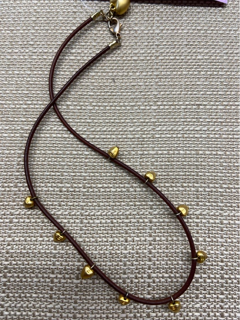 Brown Gold Heart Chram Necklace