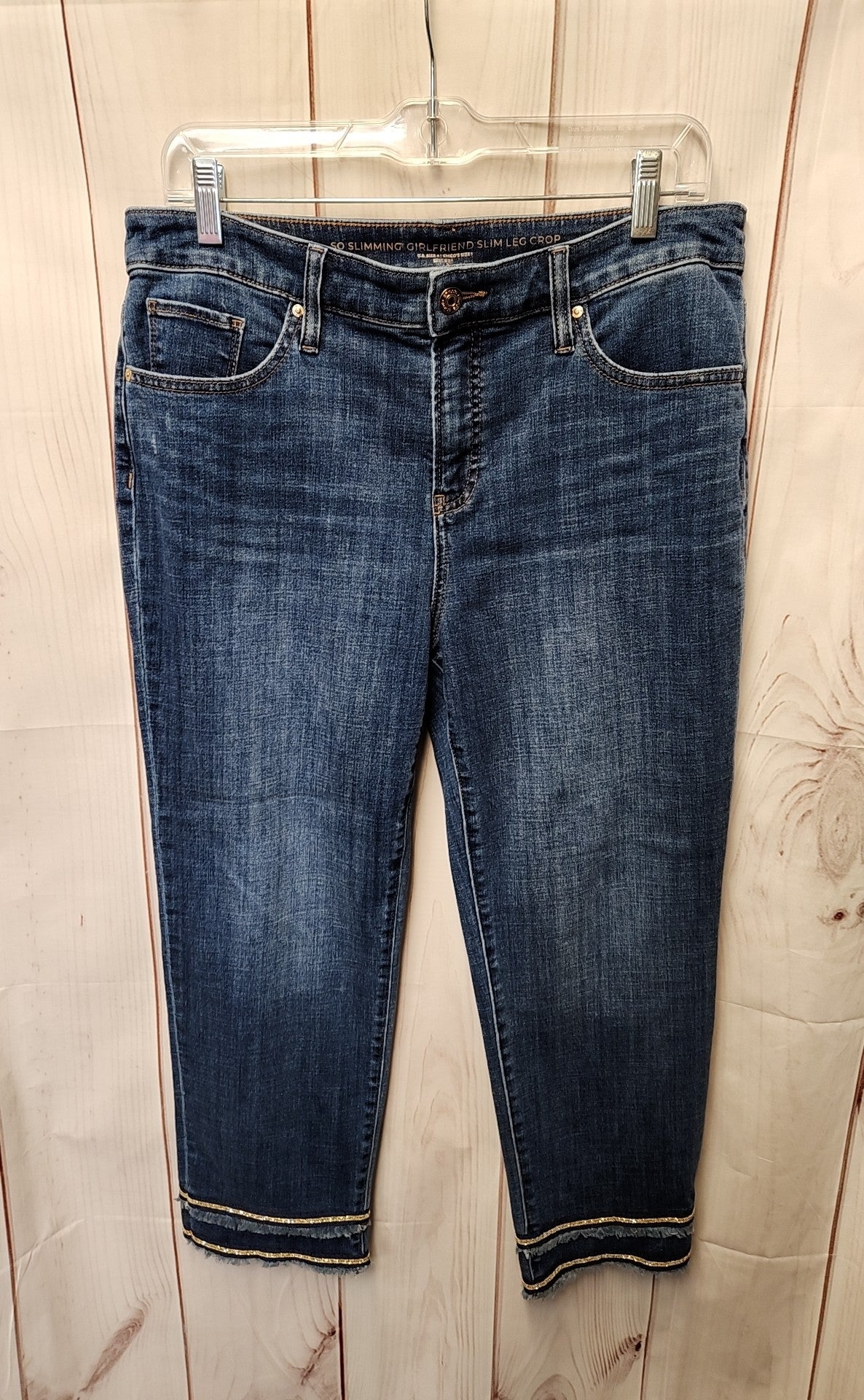 Chico's Women's Size 1 = US 8 Blue Jeans So Slimming Girlfriend Slim Leg Crop