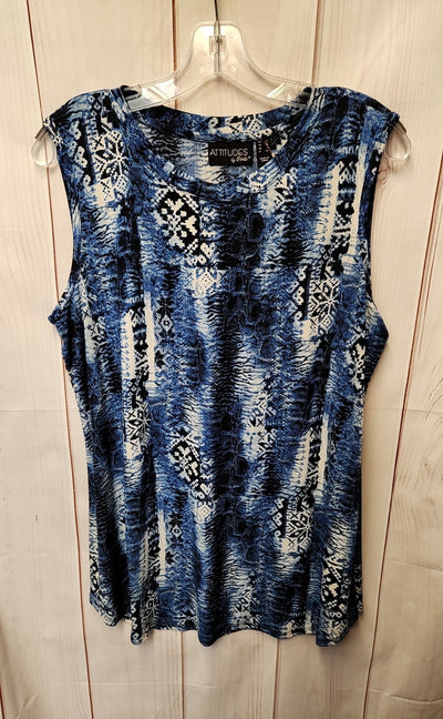 Attitudes by Renee Women's Size L Blue Sleeveless Top