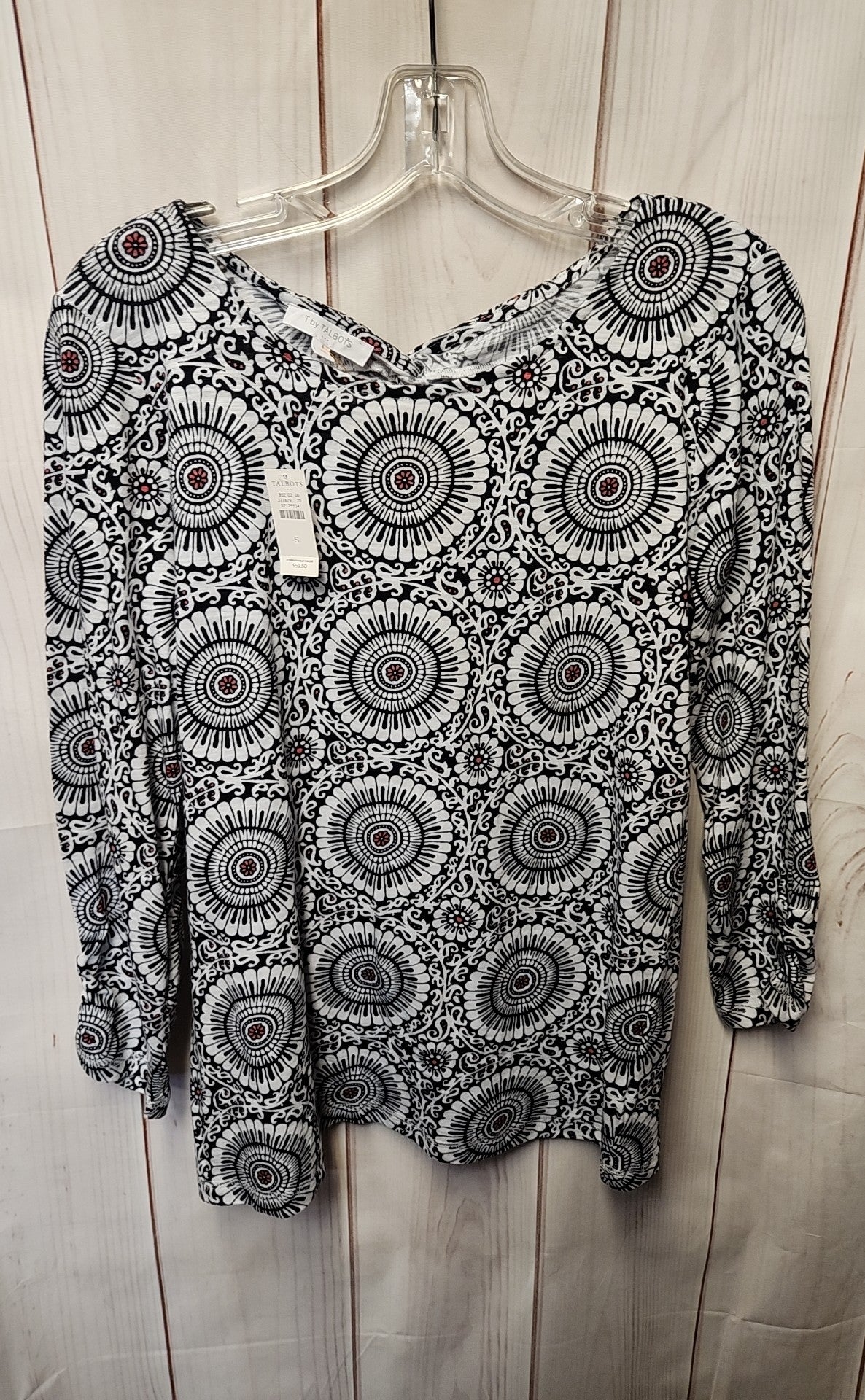 NWT Talbots Women's Size S White & Black 3/4 Sleeve Top