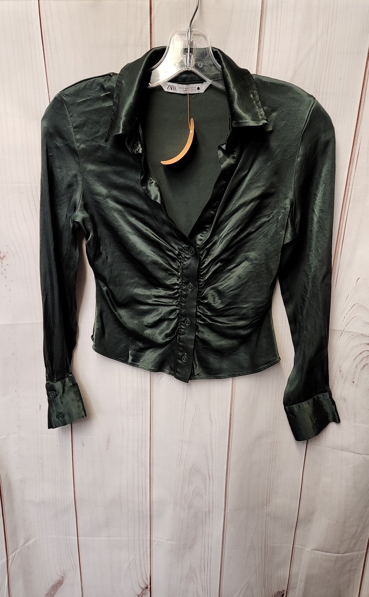 Zara Women's Size XS Green Long Sleeve Top