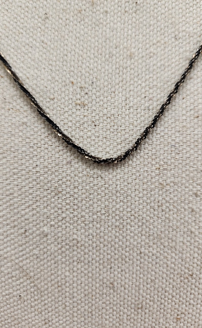 .925 Sterling Silver Italy Black Chain Necklace