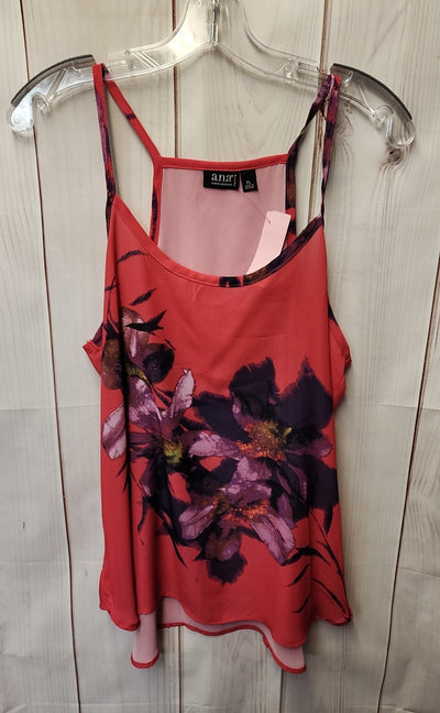 Ana Women's Size L Petite Pink Sleeveless Top