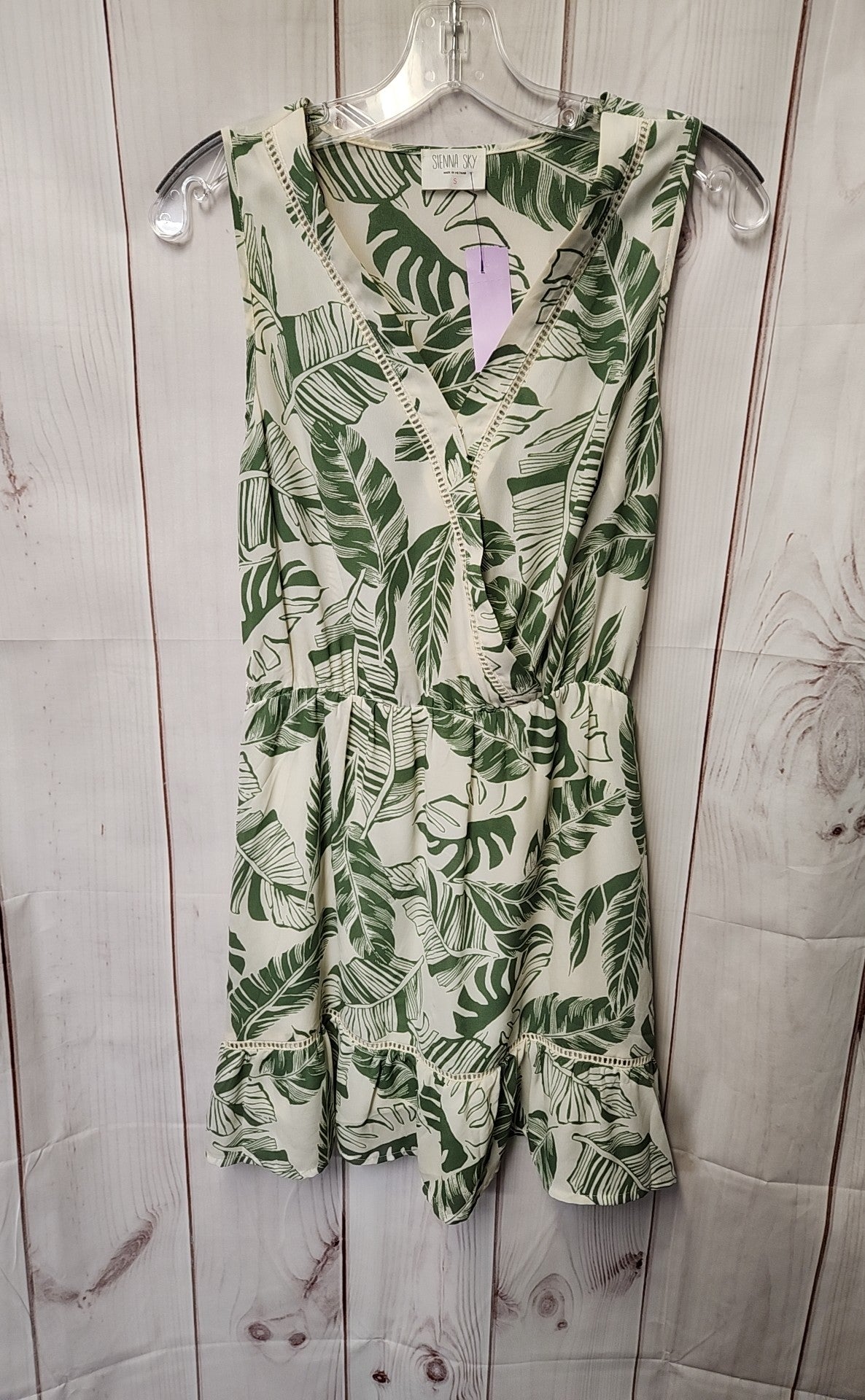 Sienna Sky Women's Size S White & Green Floral Dress