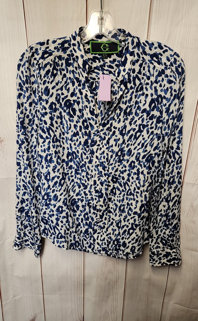 C Wonder Women's Size XS White & Blue Long Sleeve Top