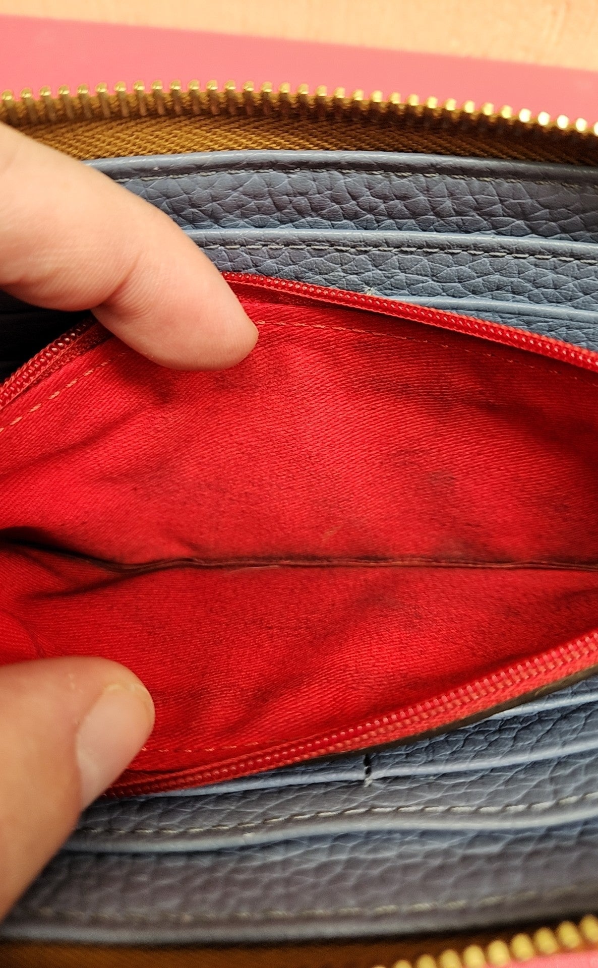 Dooney & Bourke Blue Leather Wallet As Is - stains inside