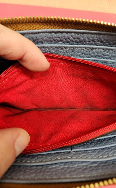 Dooney & Bourke Blue Leather Wallet As Is - stains inside