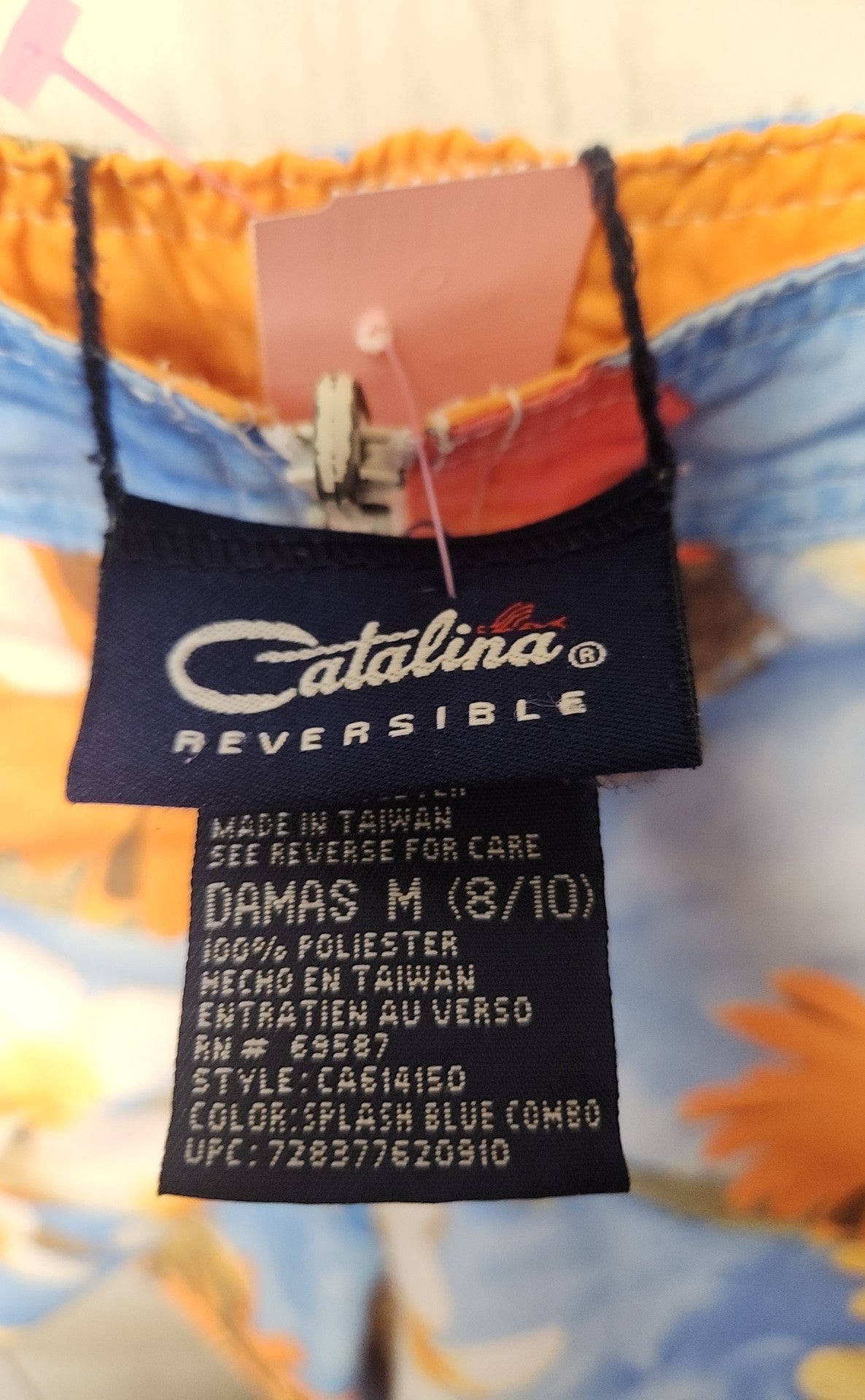 Catalina Women's Size M Blue/Orange Floral Reversible Shorts