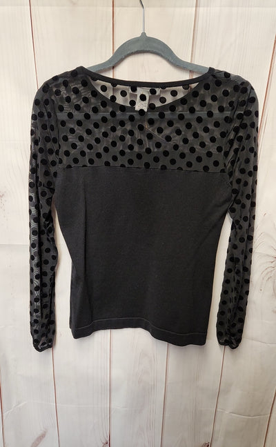 August Silk Women's Size M Petite Black Long Sleeve Top