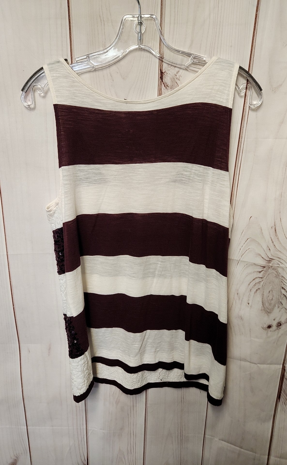 Loft Women's Size M White & Purple Sequined Sleeveless Top