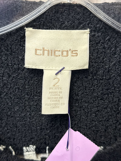 NWT Chico's Women's Size 2 = L Black & White Cardigan