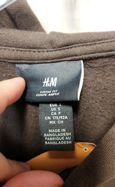 H&M Men's Size S Brown Sweatshirt Loose Fit Hoodie Hooded