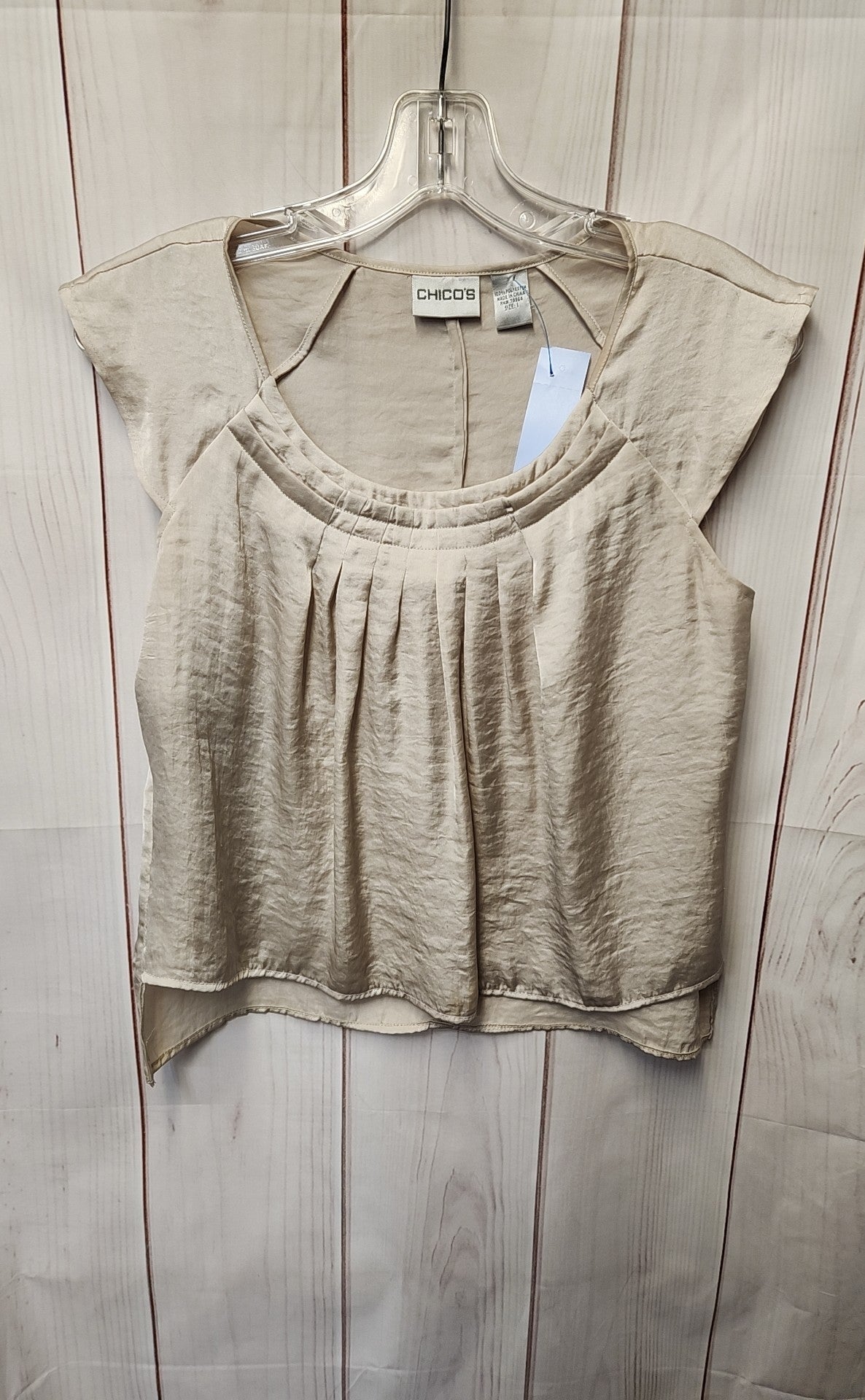 Chico's Women's Size 1 = US M Beige Short Sleeve Top