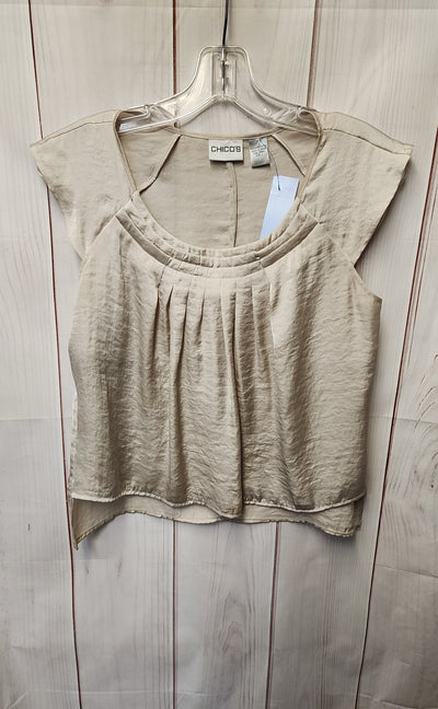 Chico's Women's Size 1 = US M Beige Short Sleeve Top