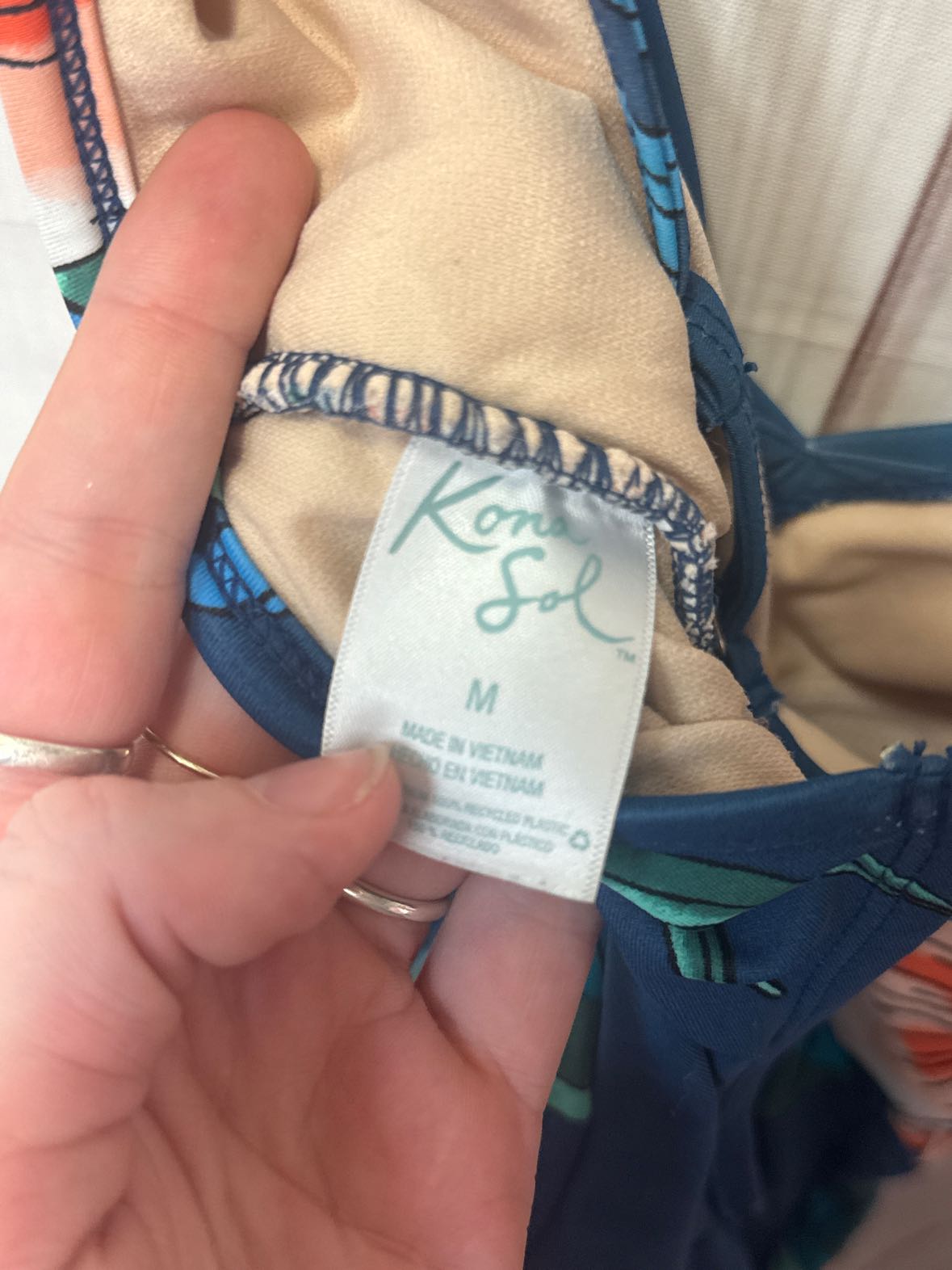 Kona Sol Women's Size M Blue Floral Swimsuit