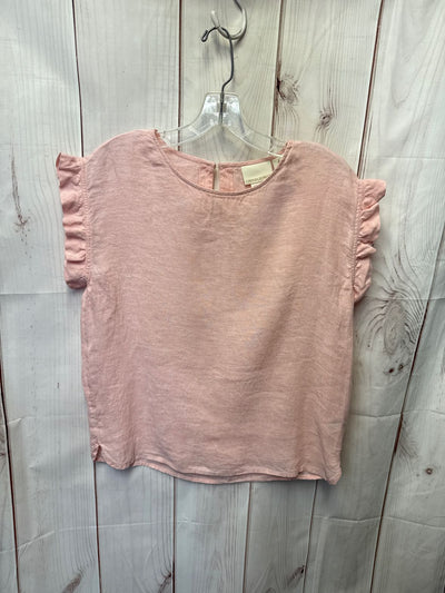 Cynthia Rowley Women's Size S Pink Linen Short Sleeve Top