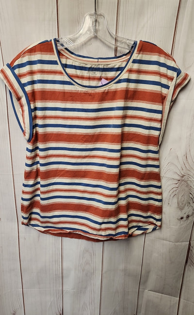 LL Bean Women's Size M Red & White Short Sleeve Top