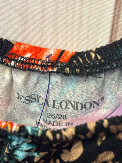 Jessica London Women's Size 26/28 Black Floral Cold Shoulder Top