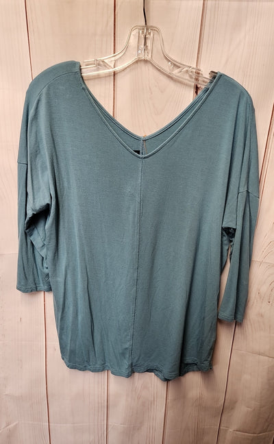 Tahari Women's Size L Blue 3/4 Sleeve Top