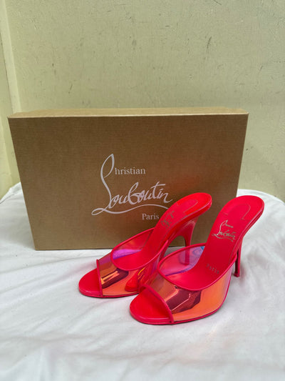 Christian Louboutin Size 36 = 5-1/2 Pink Pumps PVC Slides Shoes Just Arch 100