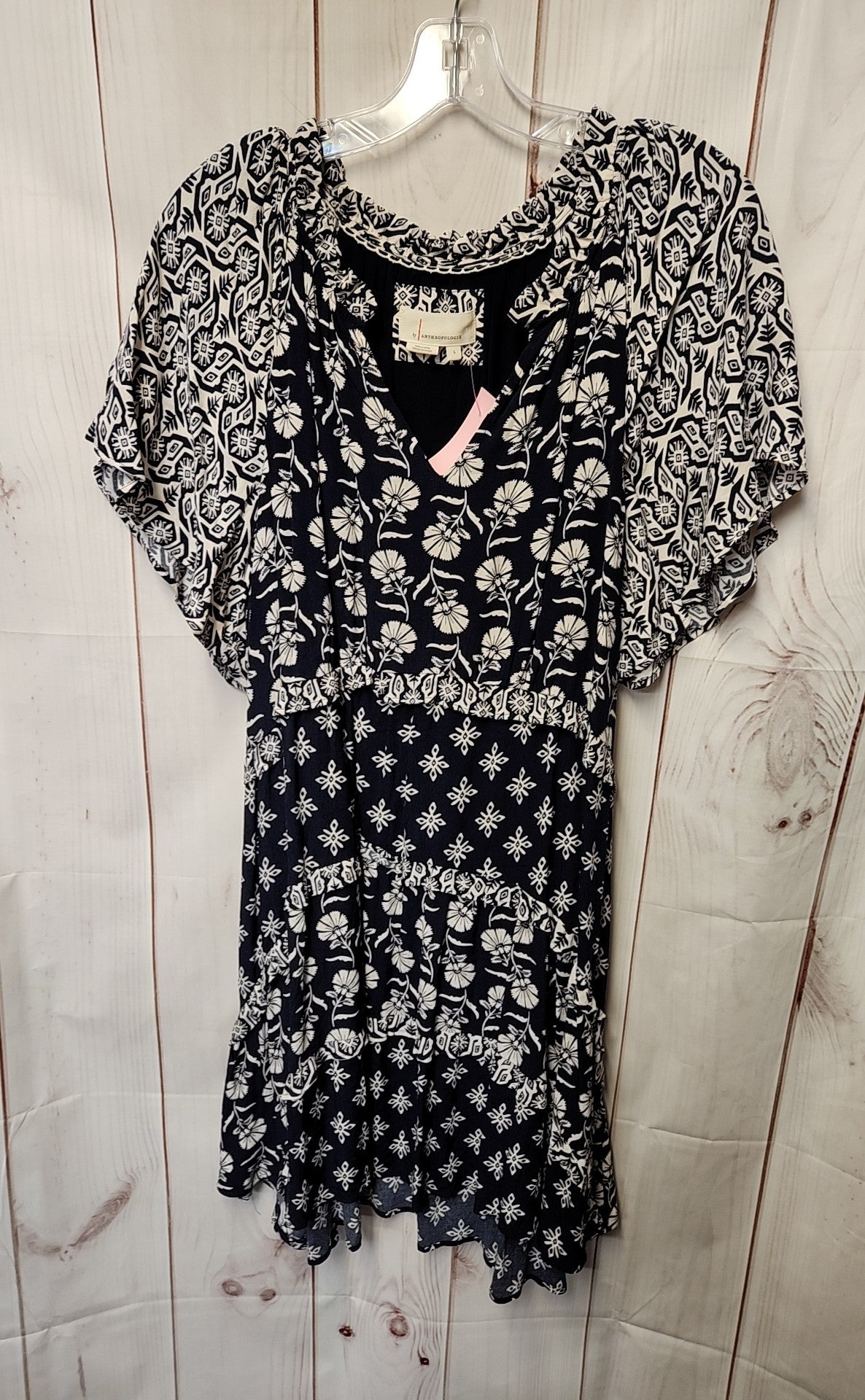 Anthropologie Women's Size L Navy Floral Dress