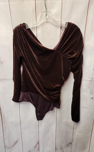 Express Women's Size L Brown Velour Bodysuit