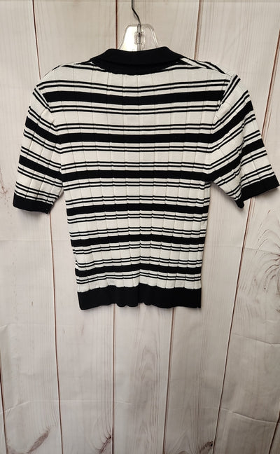 Adrianna Papell Women's Size S White & Black Short Sleeve Top