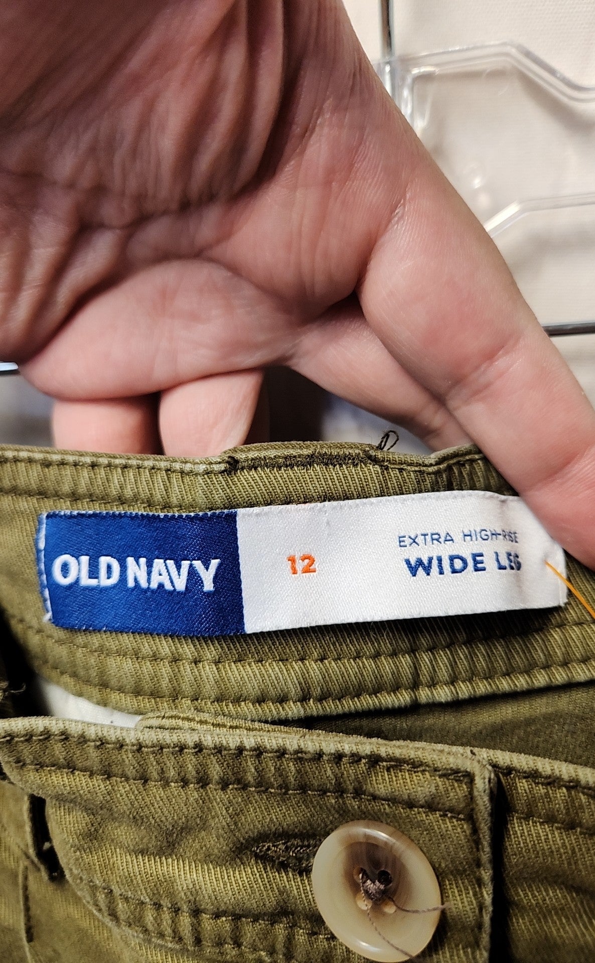Old Navy Women's Size 12 Olive Green Pants Extra High Rise WIde Leg