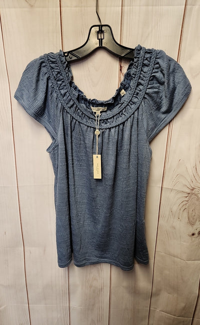 NWT Max Studio Women's Size S Blue Short Sleeve Top