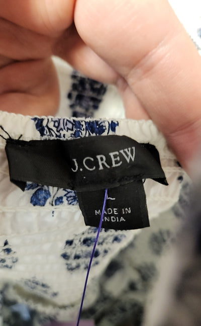 J Crew Women's Size L White & Blue Dress