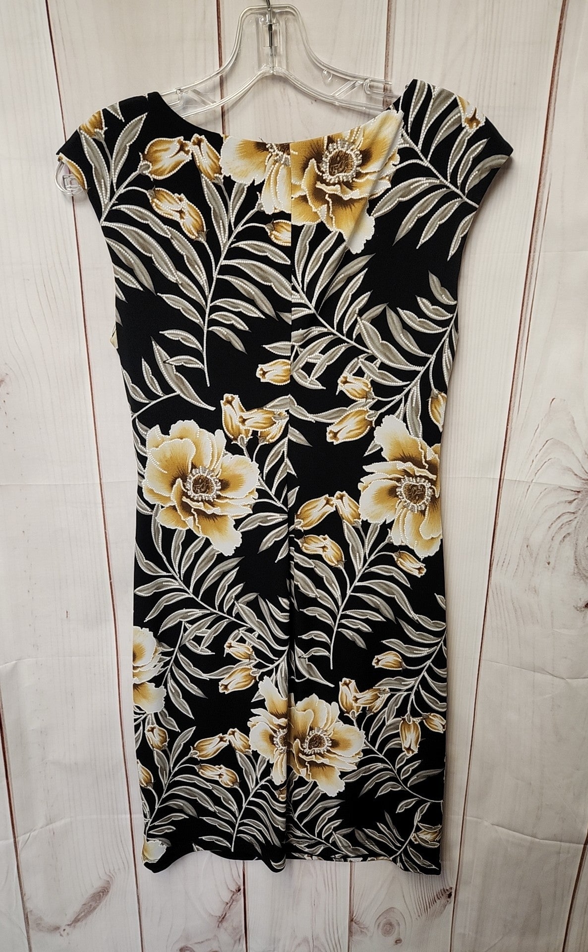 Connected Women's Size 4 Petite Black Floral Dress