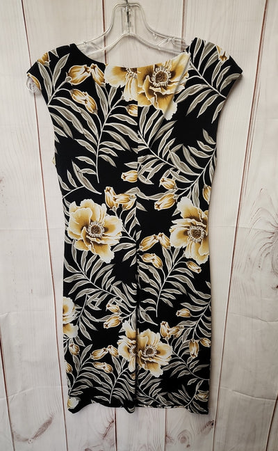 Connected Women's Size 4 Petite Black Floral Dress