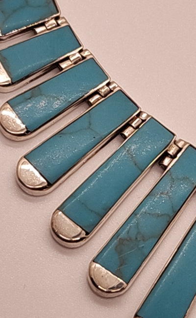 Vintage Turquoise & .950 Sterling Silver Mexico Necklace