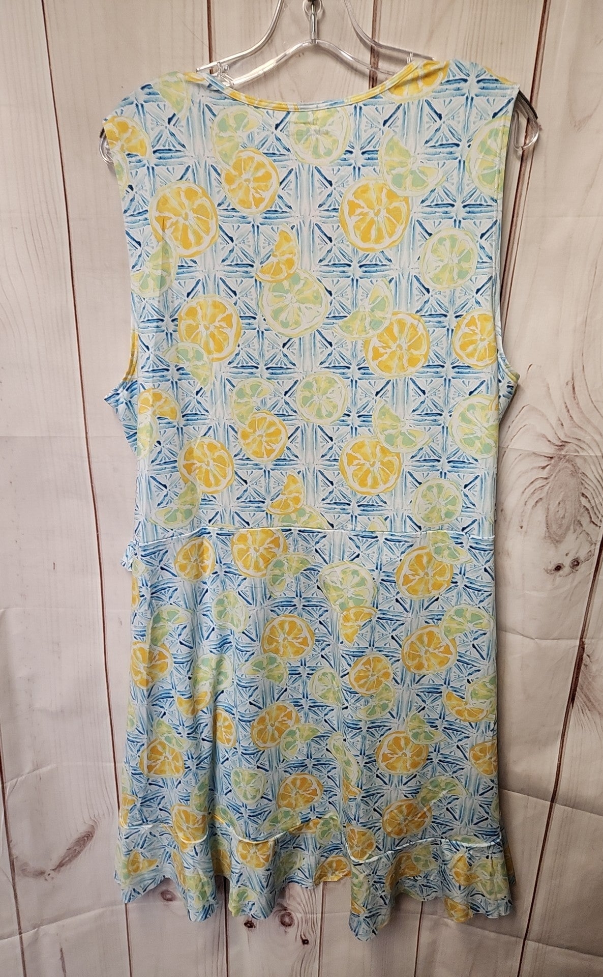 Lands End Women's Size 1X Blue & Yellow Cover-Up