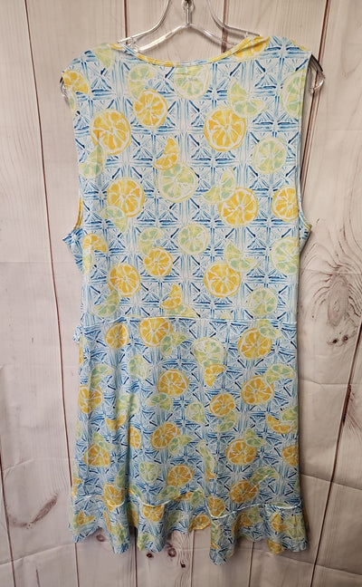 Lands End Women's Size 1X Blue & Yellow Cover-Up