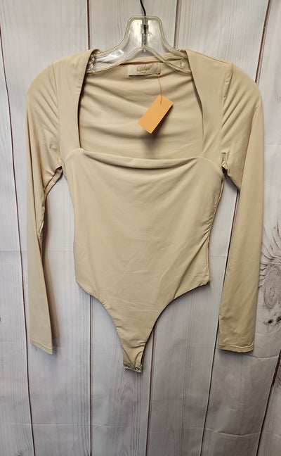 Qinsen Women's Size S Beige Bodysuit