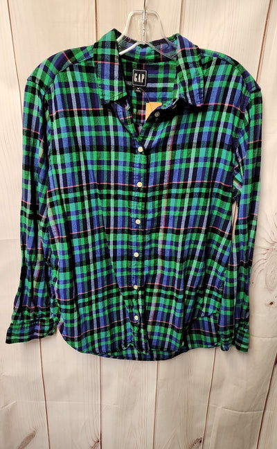 Gap Women's Size M Blue & Green Long Sleeve Top