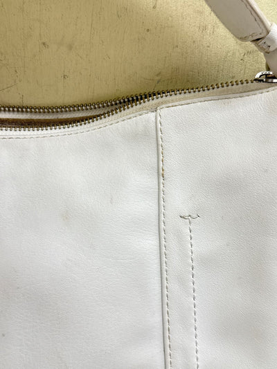 Frye White Leather Purse Bag AS IS - marks on front & back