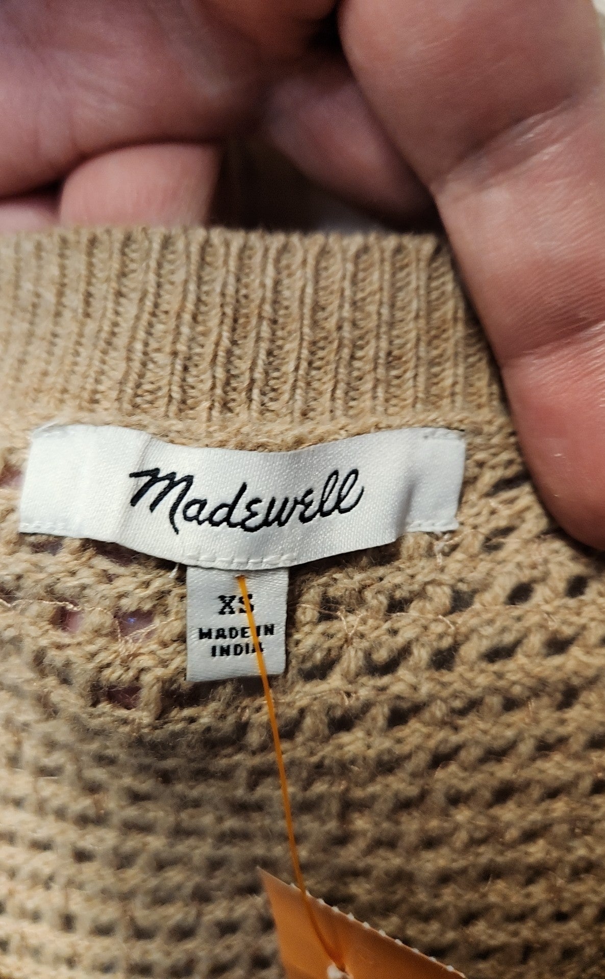 Madewell Women's Size XS Tan Knit Sequined Sleeveless Top