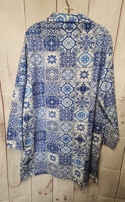 Evi Grintela Women's Size M White & Blue The Shirt Dress