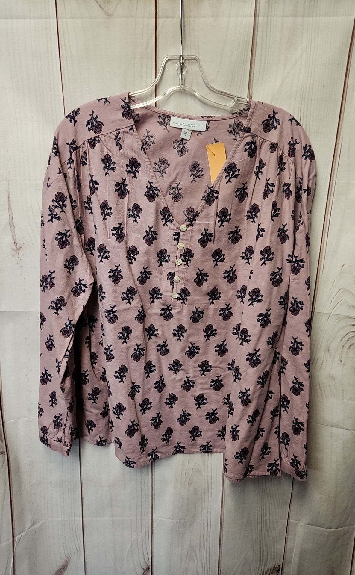 Pure Jill Women's Size XL Purple Floral Long Sleeve Top