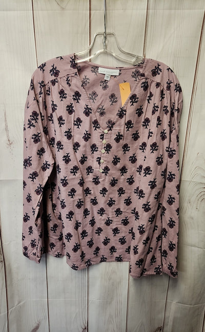 Pure Jill Women's Size XL Purple Floral Long Sleeve Top
