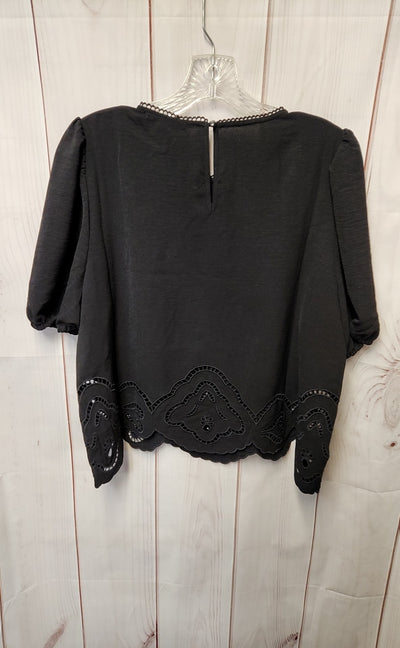 Adrianna Papell Women's Size M Black Short Sleeve Top