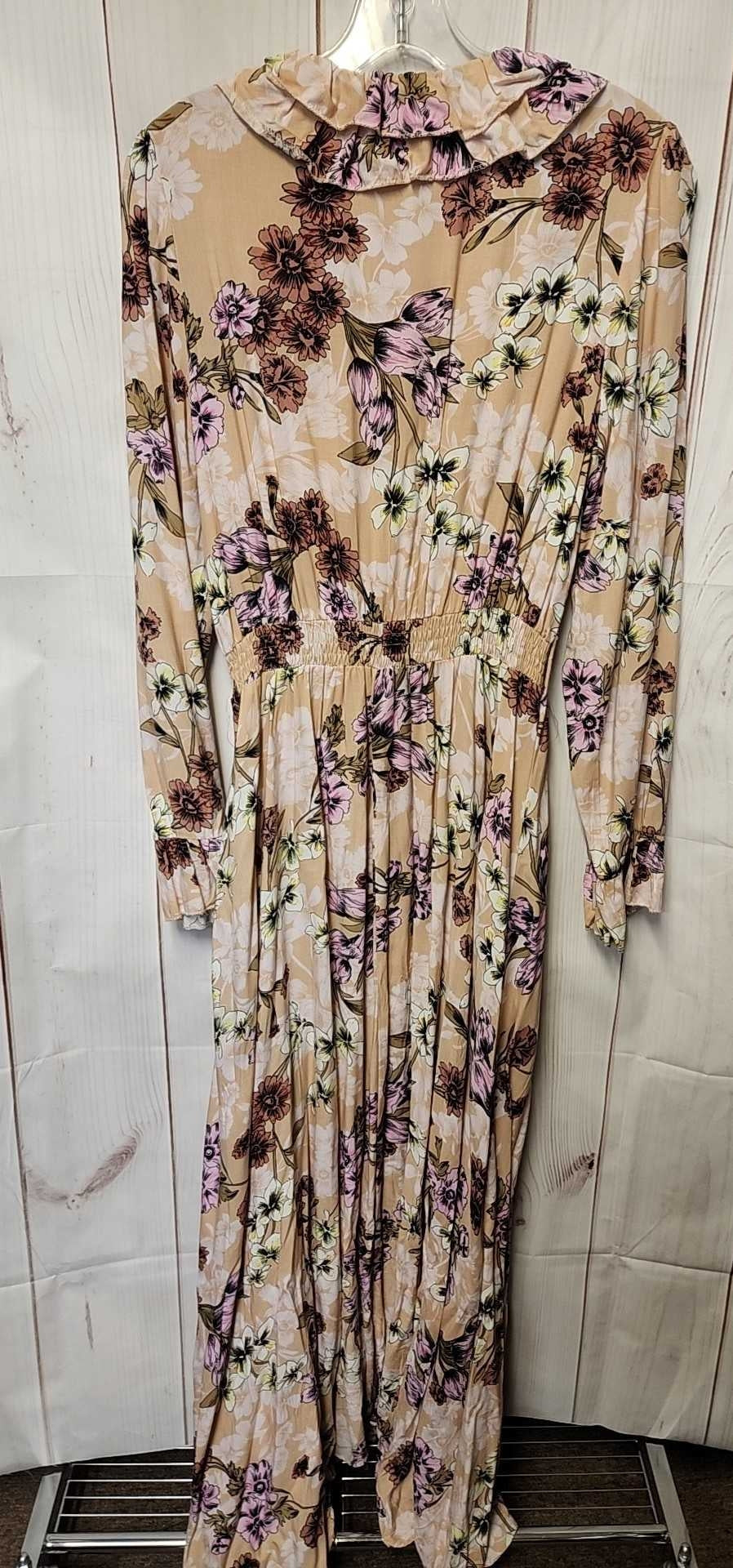Jaase Women's Size L Peach Floral Dress