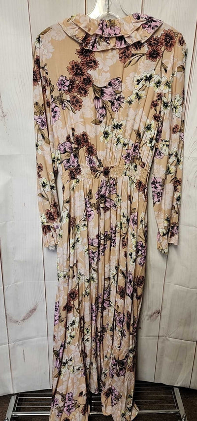 Jaase Women's Size L Peach Floral Dress