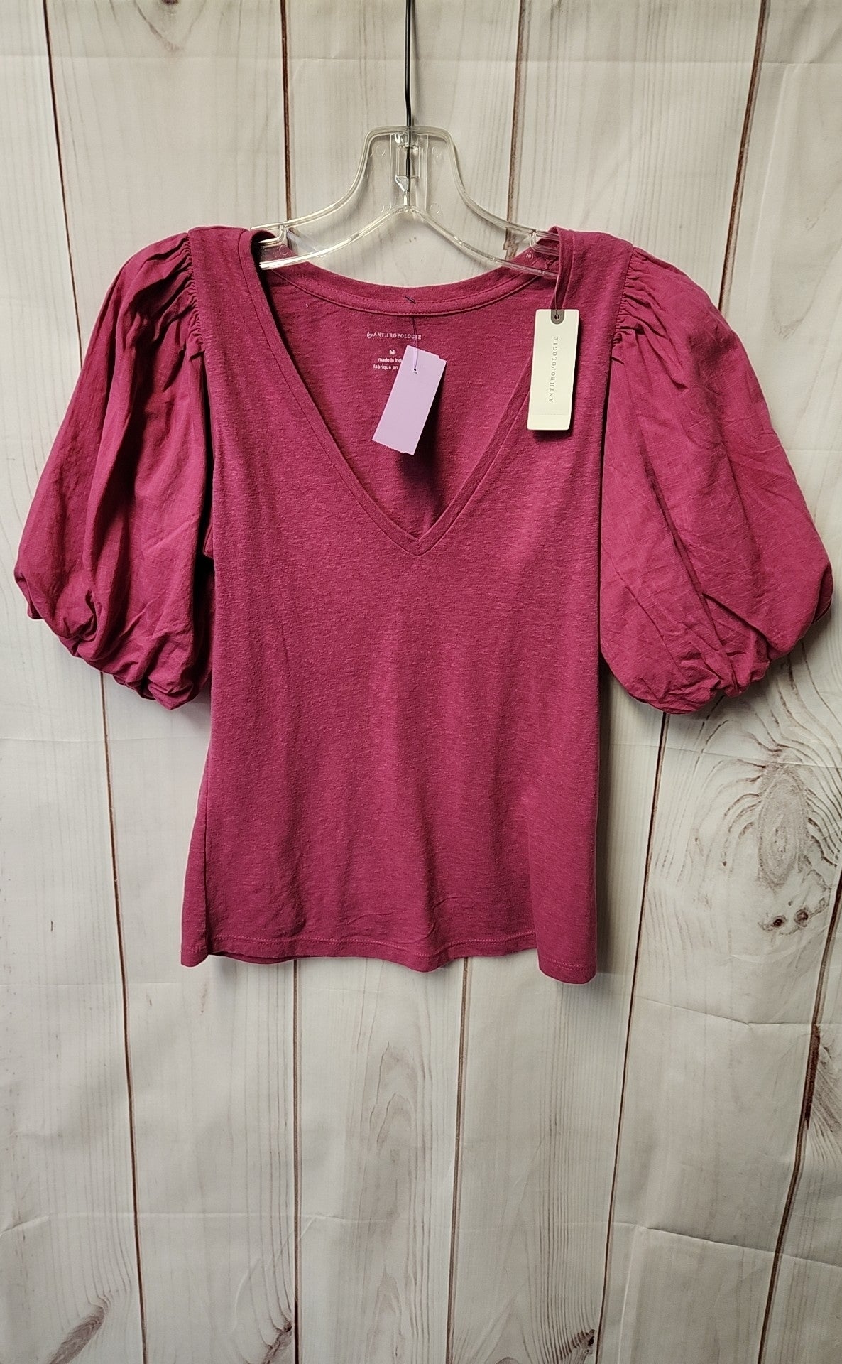 NWT Anthropologie Women's Size M Pink Short Sleeve Top
