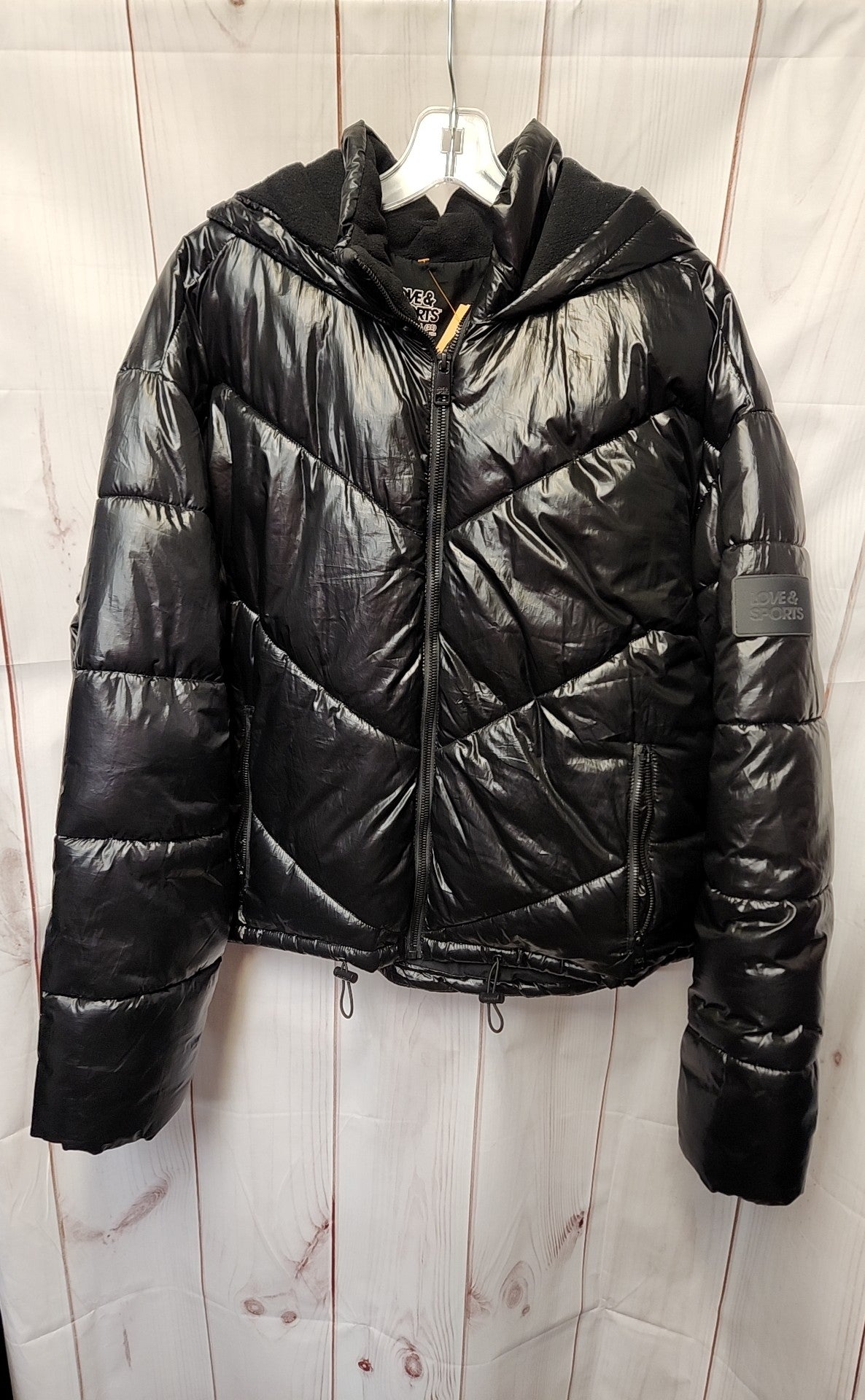 Love & Sports Women's Size XXL Black Cropped Puffer Jacket